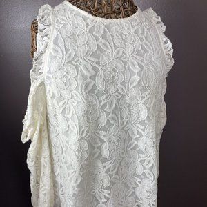 Promesa Cold Shoulder Lace Top Blouse Small